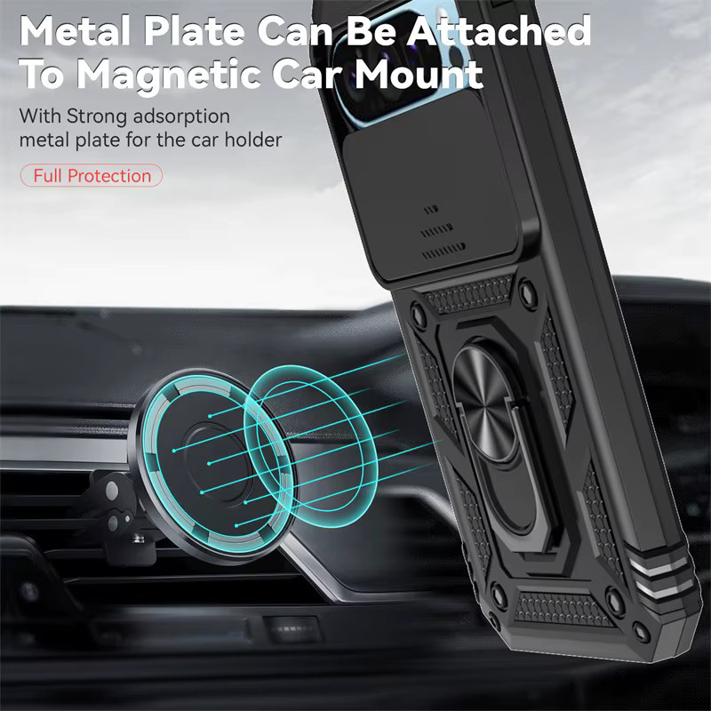 Magnetische Ring-Schutzhülle mit Objektivschutz für Google Pixel 9 10 Pro XL 9A 5G 8 Pro 7 7A 8A in Schwarz und Grün - Bild 2