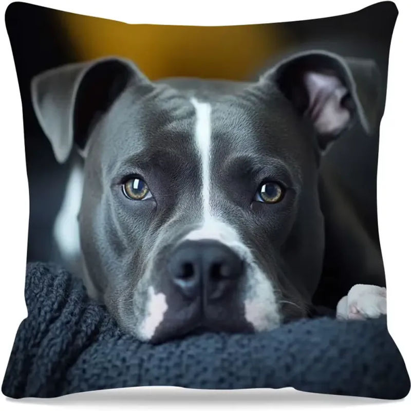 VIKAMA Kissenbezug mit Pitbull-Entspannungsmuster, quadratisch, Mehrfarbig, Breite: 45 cm, Höhe: 45 cm - Bild 5