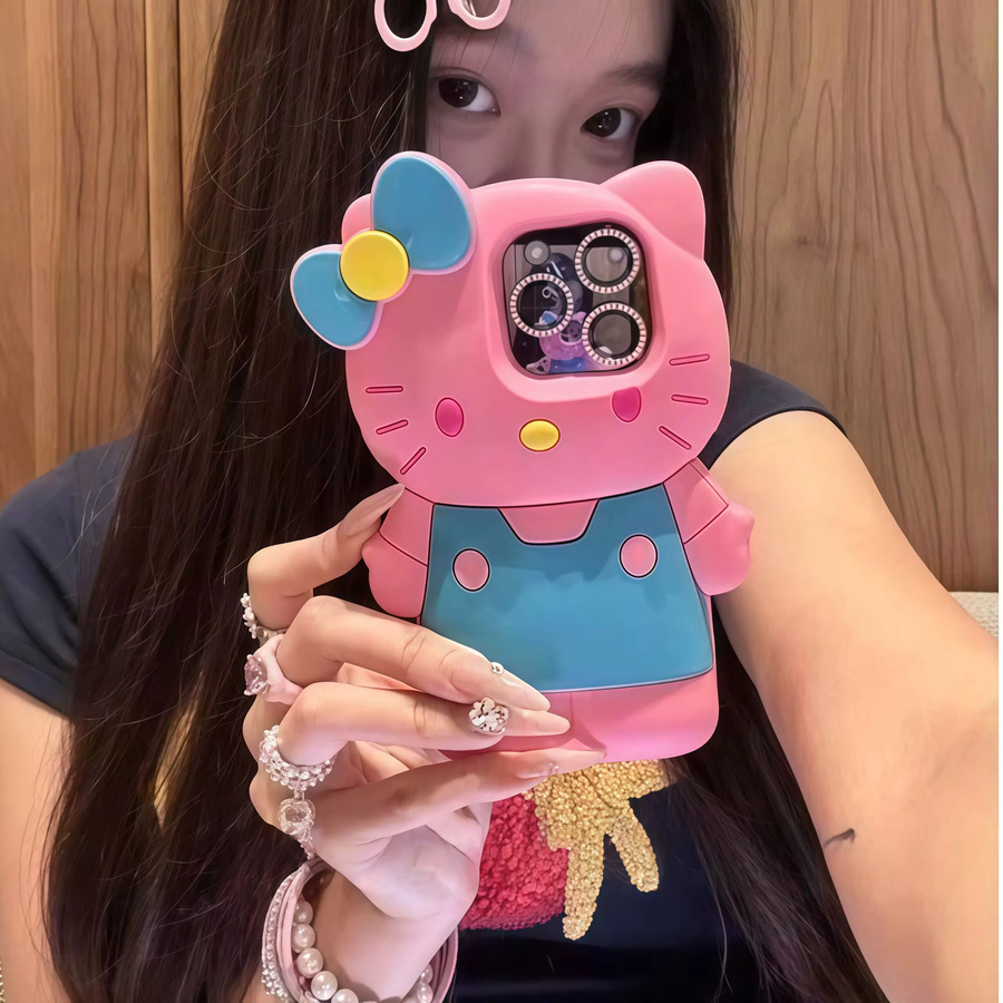 Hello Kitty Silikon-Handyhülle im koreanischen INS-Stil für Apple iPhone 11 bis 17 Pro Max, Farbe: Weiß - Bild 2