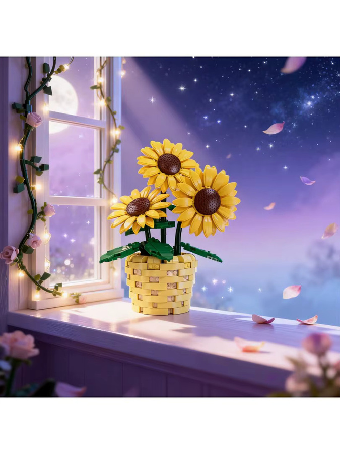 KNEW BUILT 3D Ewige Sonnenblume im Topf, Baustein-Spielzeug, DIY-Puzzle - Bild 4