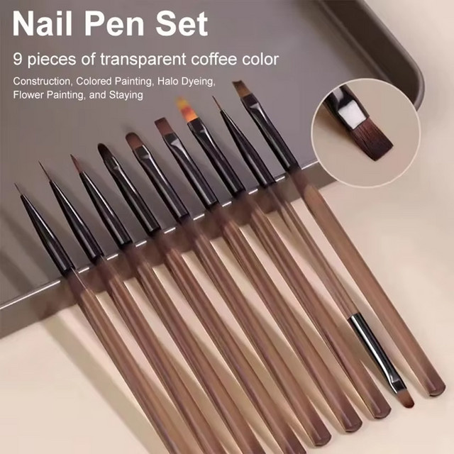 LULAA Pinsel-Set für Nagelkunst, 9-teilig, Unisex - Bild 1