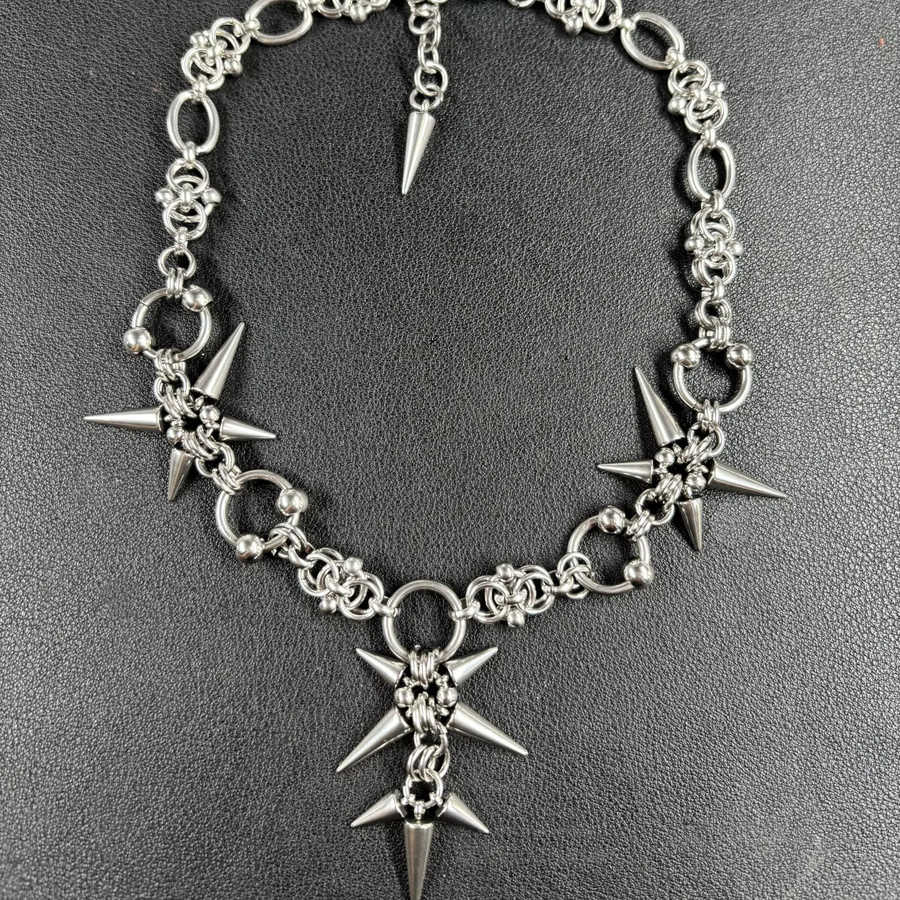 EDY STONE Halskette, Nieten Anhänger, Edelstahl, Silber - Bild 2