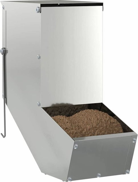 Kaninchenfutterautomat Yiwydaa aus verzinktem Stahl in Silber, B/T/H: 12,5 x 26 x 28,5 cm - Bild 1