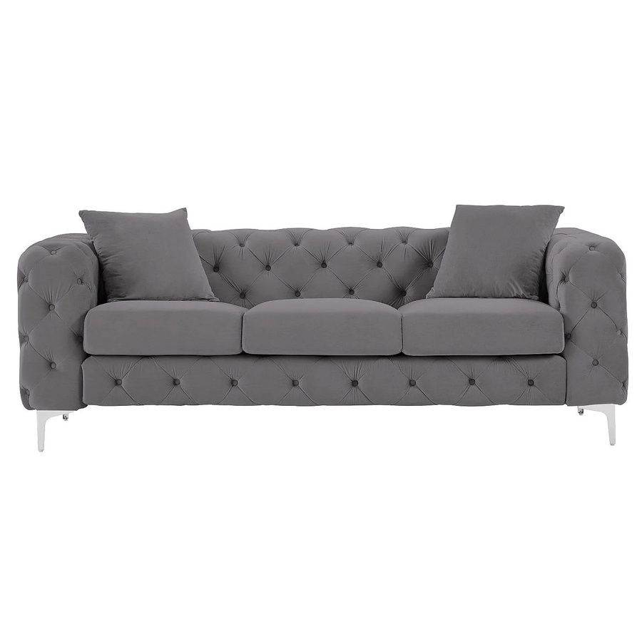 Vente-unique Chesterfield Sofa Edwina aus Samt in Anthrazitgrau, Breite: 220 cm - Bild 2