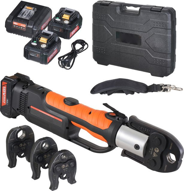 VEVOR Elektrisches Rohrzangen-Set mit 4.0Ah Akku und Tragetasche, Orange, M15 M22 M28 Presswerkzeug-Kit - Bild 1
