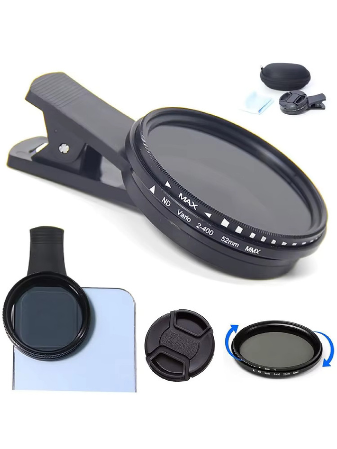 QA08I Solar Eclipse ND Filter Set 2-400 für Smartphone und Kamera, 52 mm, Schwarz mit Clip-Objektivdeckel - Bild 7