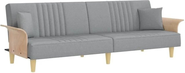 vidaXL Schlafsofa Click-Clack mit Armlehnen in Hellgrau aus Stoff und Massivholzrahmen - Bild 1