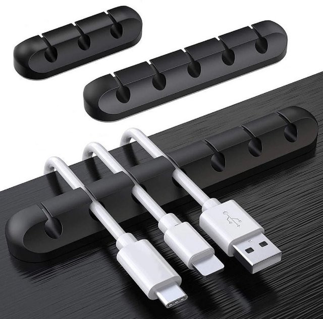 Silikon Kabelmanagement Clips zur Kabelorganisation für USB-Ladekabel, Maus und PC in Schwarz und Weiß - Bild 1