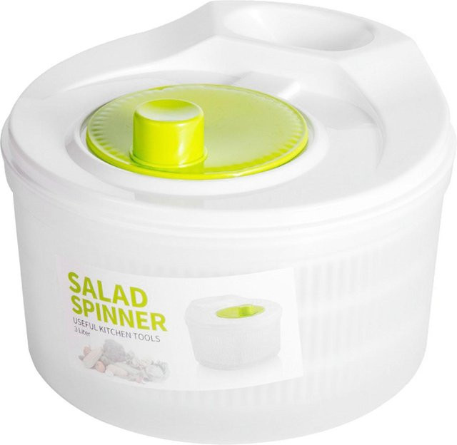 Multifunktionale Salatschleuder von CosyHome aus Kunststoff in Weiß und Transparent zur Trocknung von Salat, Gemüse und Obst mit runder Schüssel - Bild 1