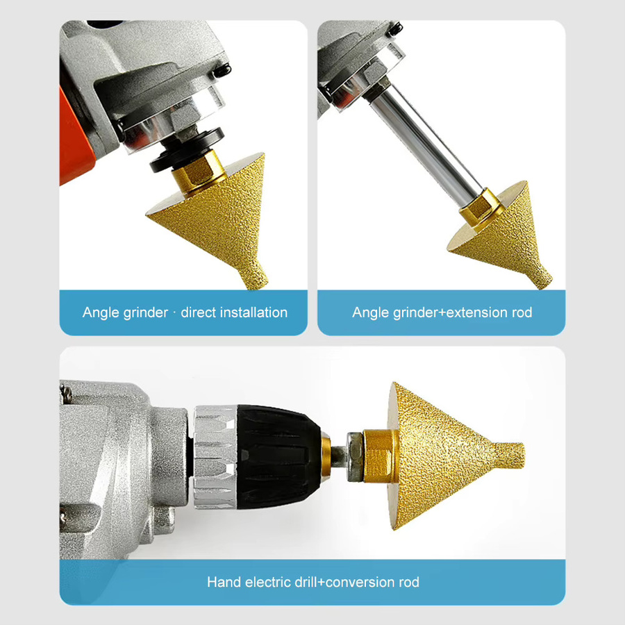 Aleekit Diamant-Nivellierung Fase Bit in Gold für Winkelgrinder zum Abschrägen von Fliesen, Marmor und Keramik - Bild 3