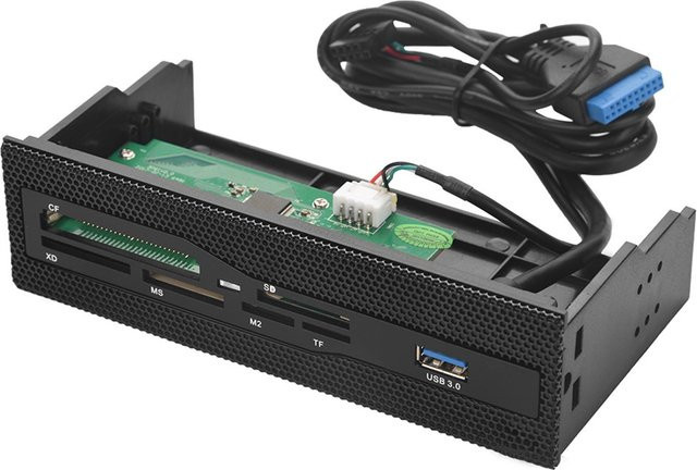 mfySpace Interner USB 3.0 PC-Kartenleser für M2 SD MS XD CF TF Karten in Schwarz - Bild 1