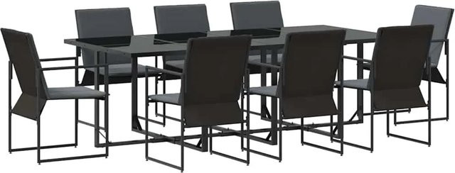 vidaXL Garten Essgruppe 9-teilig aus Stahl in Schwarz für Garten, Terrasse und Balkon - Bild 1