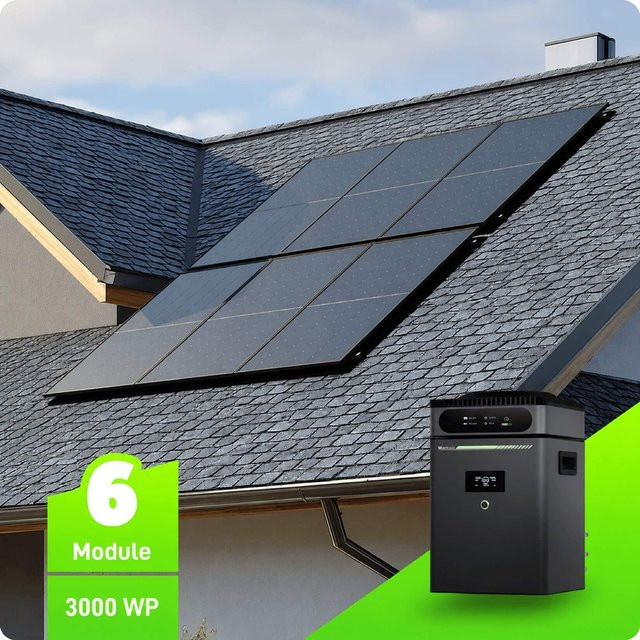 Maxxicharge XXL Balkonkraftwerk V2 3000Wp mit 5 kWh Speicher für Bitumendach in Schwarz - Bild 1