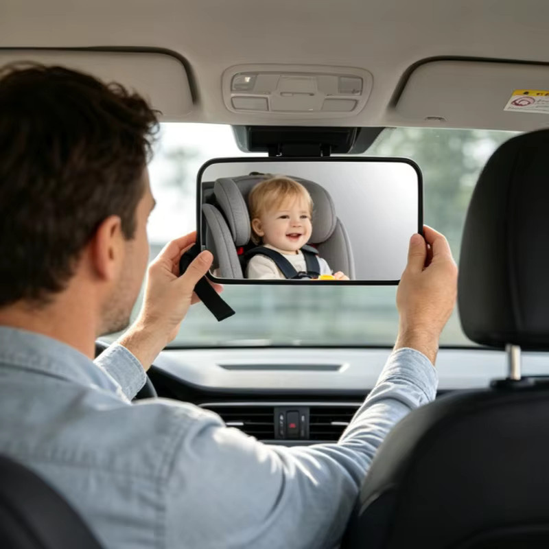 Baby-Beobachtungsspiegel für das Auto als zusätzlicher Rückspiegel in Schwarz - Bild 3
