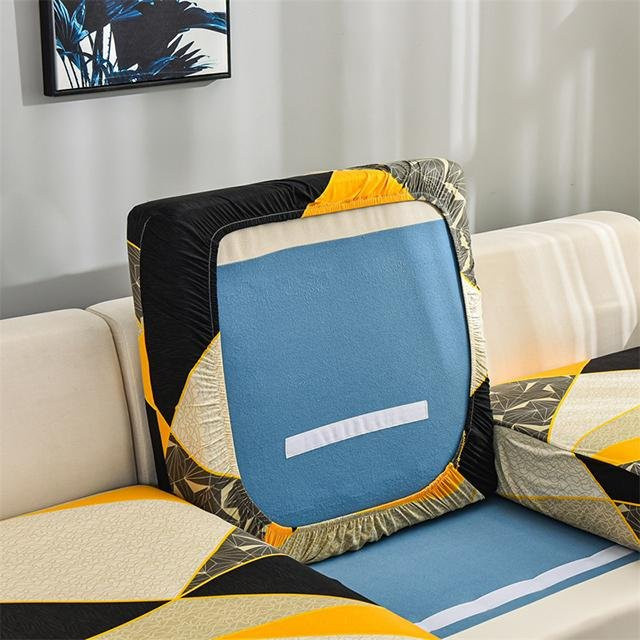 BRHUIXUE Elastischer Sofakissenbezug mit Karomuster in Blau, Rutschfester Ecksofa-Bezug aus Polyester für Wohnzimmer und Couch - Bild 1