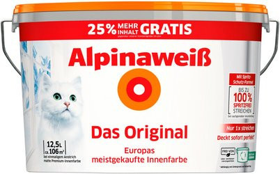 Alpina Dispersionsfarbe Alpinaweiß Das Original, Weiß, Matt, 12,5 l - Bild 1
