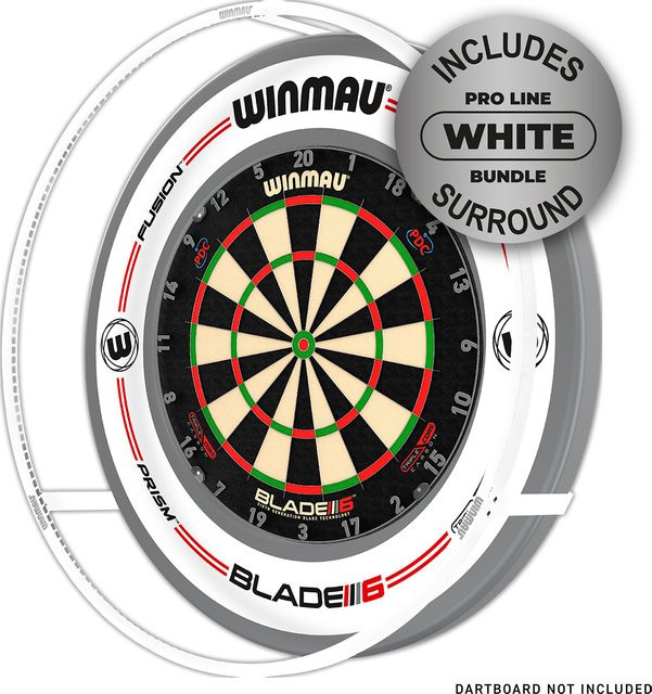 Winmau Dartboard-Beleuchtung Bundle Plasma + Surround Ice 4306 in Weiß mit LED-Ring und Netzteil - Bild 1