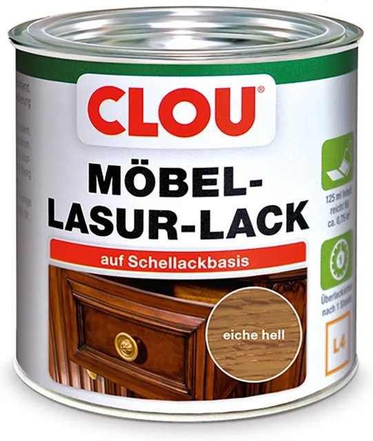 Clou Möbel-Lasur-Lack Eiche Hell semi-transparent 125 ml - Bild 1