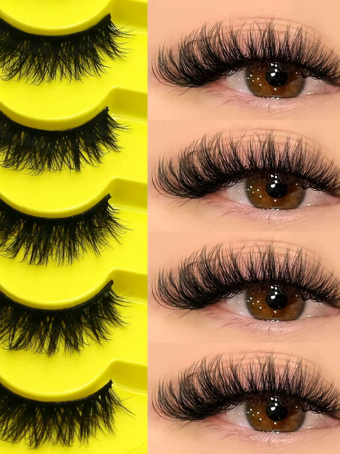 Lasvirey Künstliche Wimpern, 5/7 Paar, Katzenaugen-Look, 5D-Volumen, Unisex - Bild 7