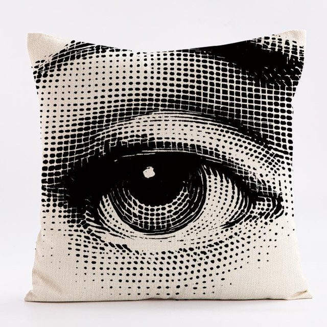 JMG Clothing Kissenbezug mit abstraktem nordischem Gesichts-Muster in Weiß, B/B/H: 50 x 50 x 0 cm - Bild 1