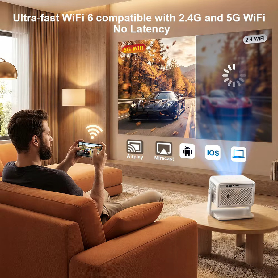 PROGAGA Tragbarer 4K UHD Projektor PG370Max in Weiß mit 700 ANSI Lumen, 1080P Auflösung und 10W HIFI-Lautsprecher für dein Heimkino - Bild 3
