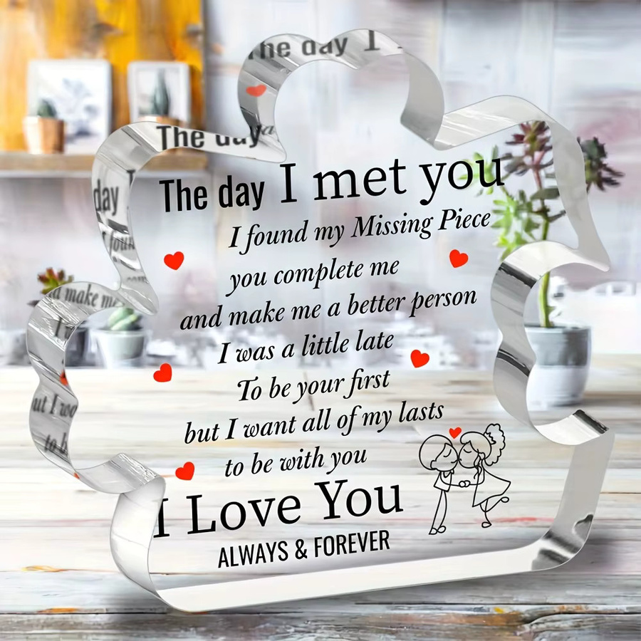 DUTRIEUX Acryl-Puzzle-Logo I Love You als Desktop-Dekoration in Transparent, modernes Herz-Design für Valentinstag oder Geburtstag - Bild 2