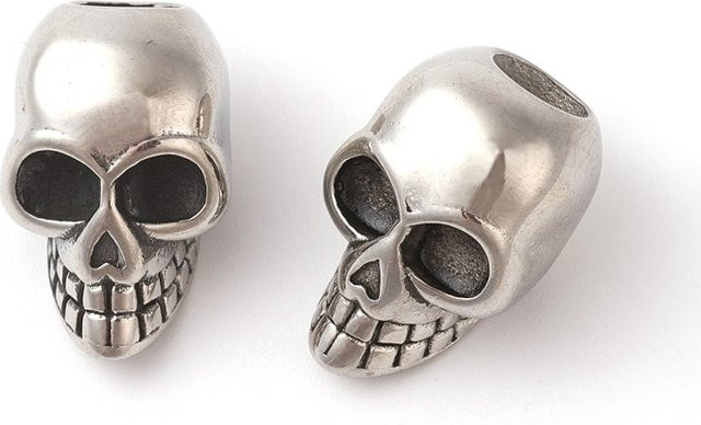 Edelstahl-Totenkopf-Perlen, Antik-Silber, 6,5 mm, Unisex - Bild 1
