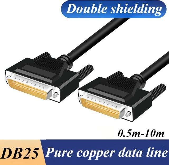 DIVEDEER DB25 Doppelschild-Parallel-Port-Datenübertragungskabel in Schwarz, 25-polig, Stecker auf Buchse, aus reinem Kupfer - Bild 1