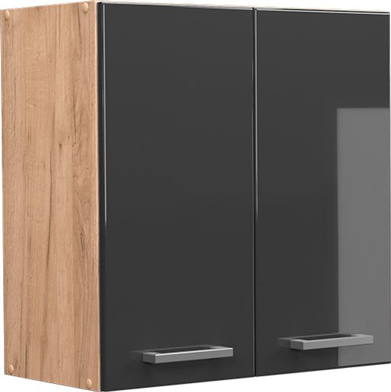 Vicco Hängeschrank R-line in Anthrazit Hochglanz mit Drehtüren, Breite: 60 cm, Höhe: 60 cm, Tiefe: 31 cm - Bild 1