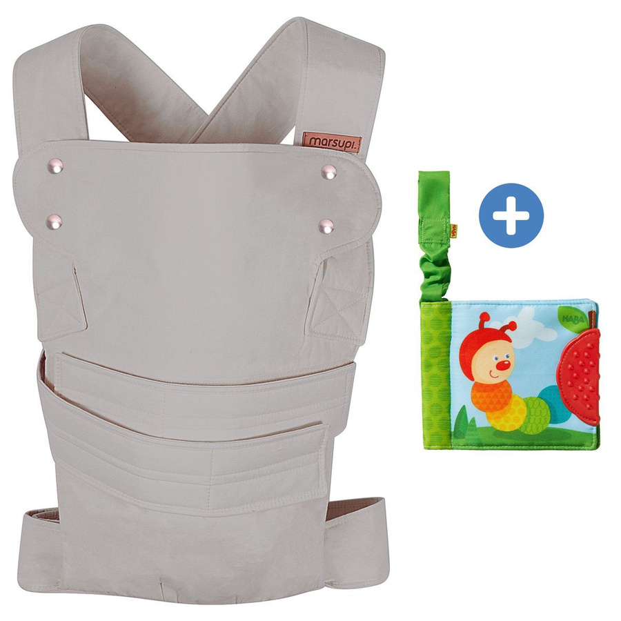 Marsupi Babytrage Breeze 2.0 für Neugeborene von 3,5 kg bis 15 kg inkl. Buggybuch, Farbe: Lightgrey, Größe: XL - Bild 1