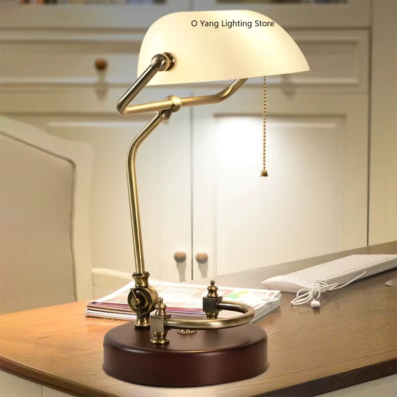 JIANKEXING Retro Nachttischlampe mit grünem Glasabdeckung in Gold/Messing inklusive Glühbirne für Schlafzimmer, Wohnzimmer und Home Office, B/T/H: 26 x 26 x 42 cm - Bild 2