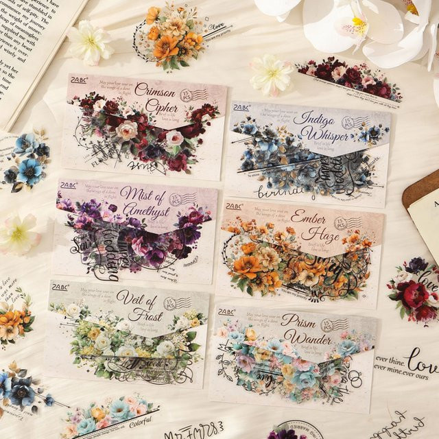 15-teiliges Set selbstklebende Spitzen-Aufkleber mit Blumen- und Vintage-Mustern in Multicolour für deine Tagebuchdekoration - Bild 1