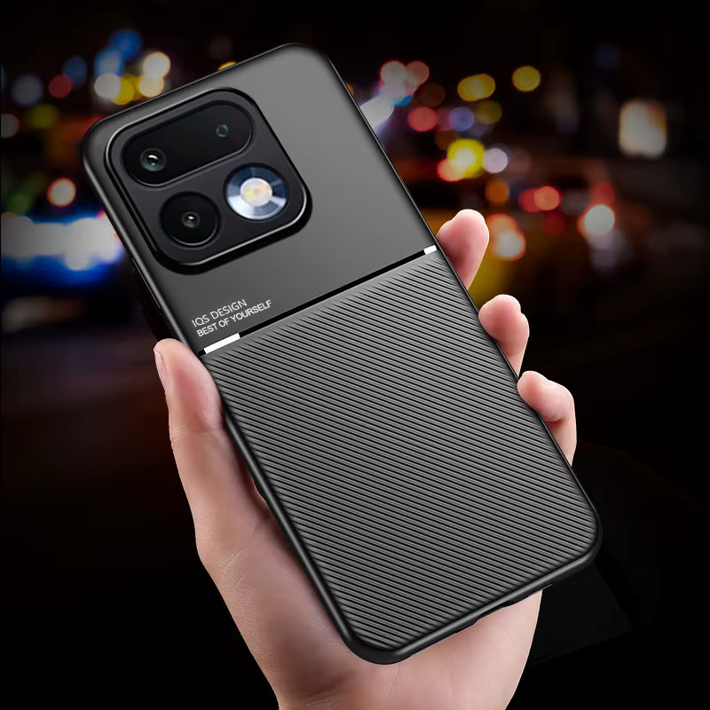 Realme Business-Stil Schutzhülle für Realme 16 Pro / Pro+ 5G in Schwarz mit Leder-PU-Textur und magnetischem Verschluss - Bild 1