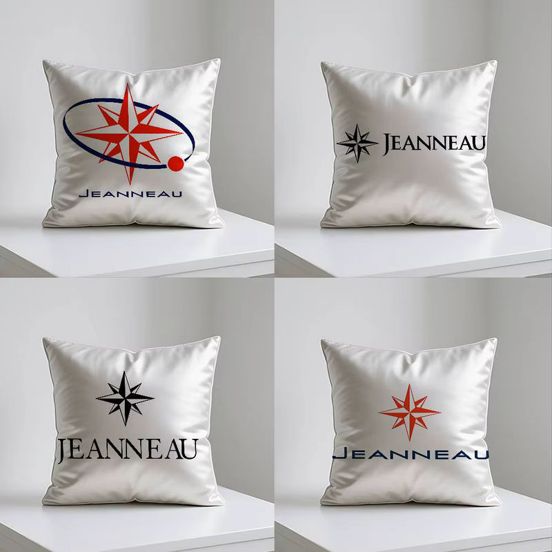 Jeanneau Logo Kissenbezug aus Plüschstoff in Weiß, quadratisch, B/B: 40 x 40 cm - Bild 2