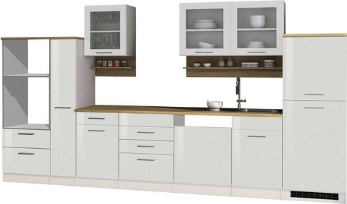 Küchenzeile Held Möbel Mailand in Weiß Hochglanz, B/T/H: 370 x 60 x 200 cm - Bild 3