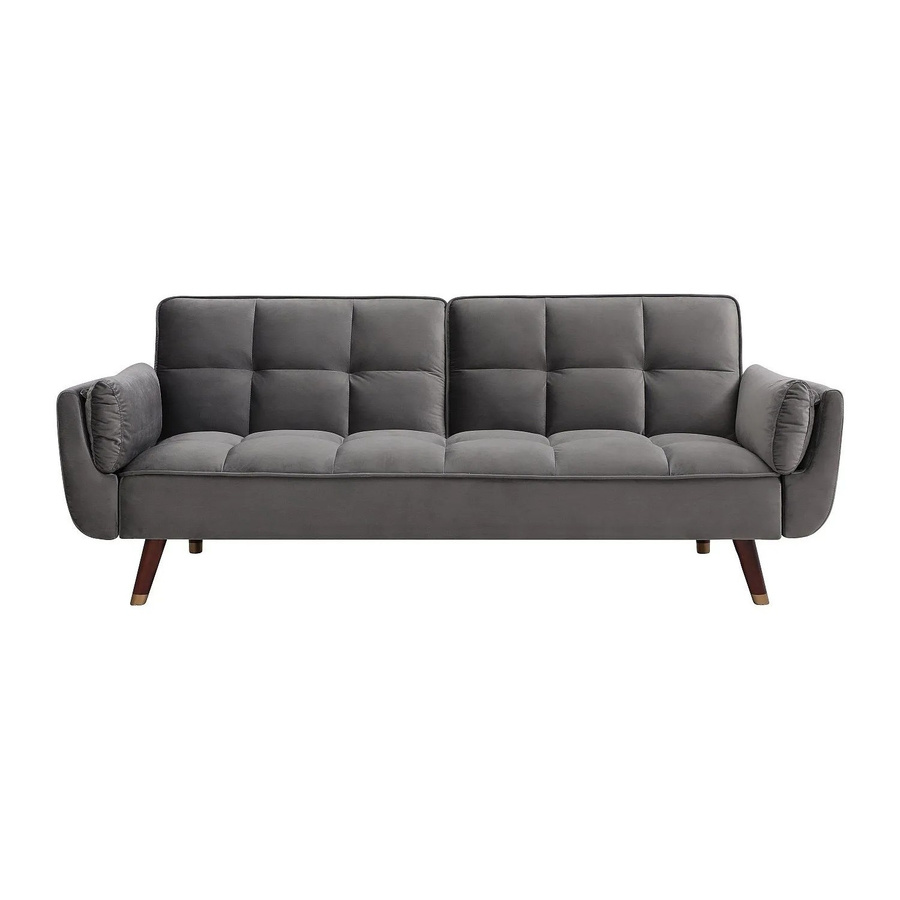 Vente-unique Schlafsofa Gulcan in Grau mit Samtbezug und Armlehnen - Bild 2