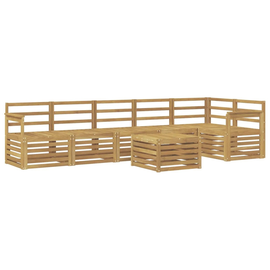vidaXL Outdoor-Sofagarnitur aus Akazienholz in Weiß, 7-teiliges L-Shape Set mit Tisch und Sitzmodulen, B/T/H: 59 x 59 x 37 cm - Bild 2