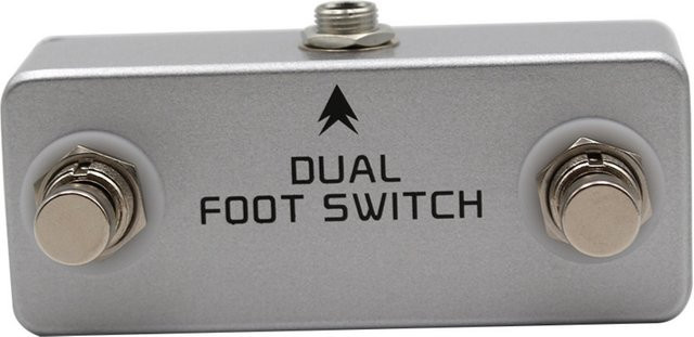 Mosky Dual Latching Fußschalter Gitarrenpedal in Silber mit 6,35 mm Stereo-Ausgang für Verstärker und Musikgeräte - Bild 1