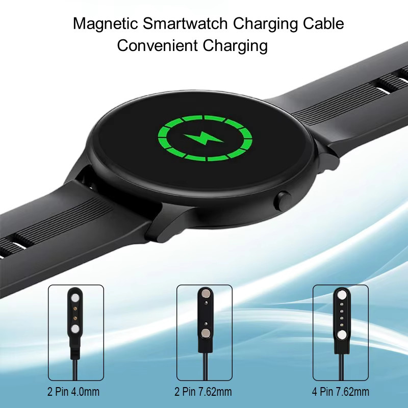 Magnetisches USB Smartwatch-Ladekabel in Schwarz mit 2-Pin 2,5mm, 2-Pin 4,0mm, 2-Pin 7,62mm oder 4-Pin 7,62mm Anschlussoptionen - Bild 3