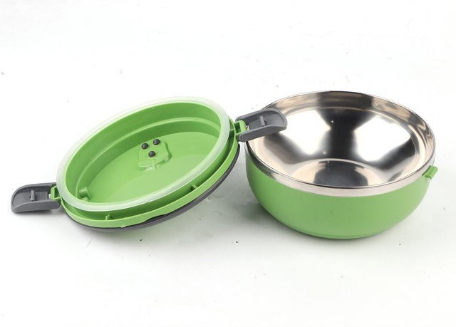 CosyHome Runde Edelstahl-Lunchbox Bento Green mit Clip-Verschluss - Bild 1