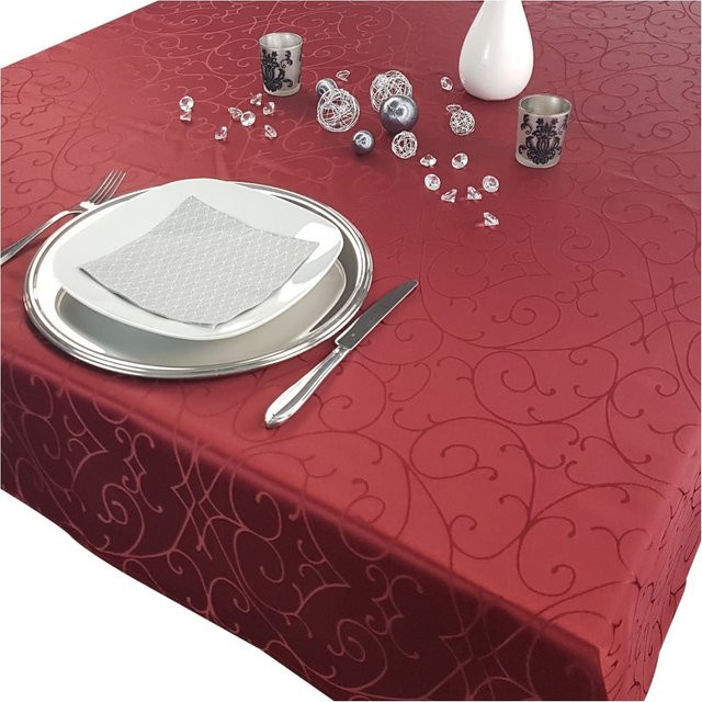 NYVI Tafeldecke Jacquard mit floralen Ornamenten in Bordeaux Rot, B/T/H: 250 x 150 cm - Bild 1