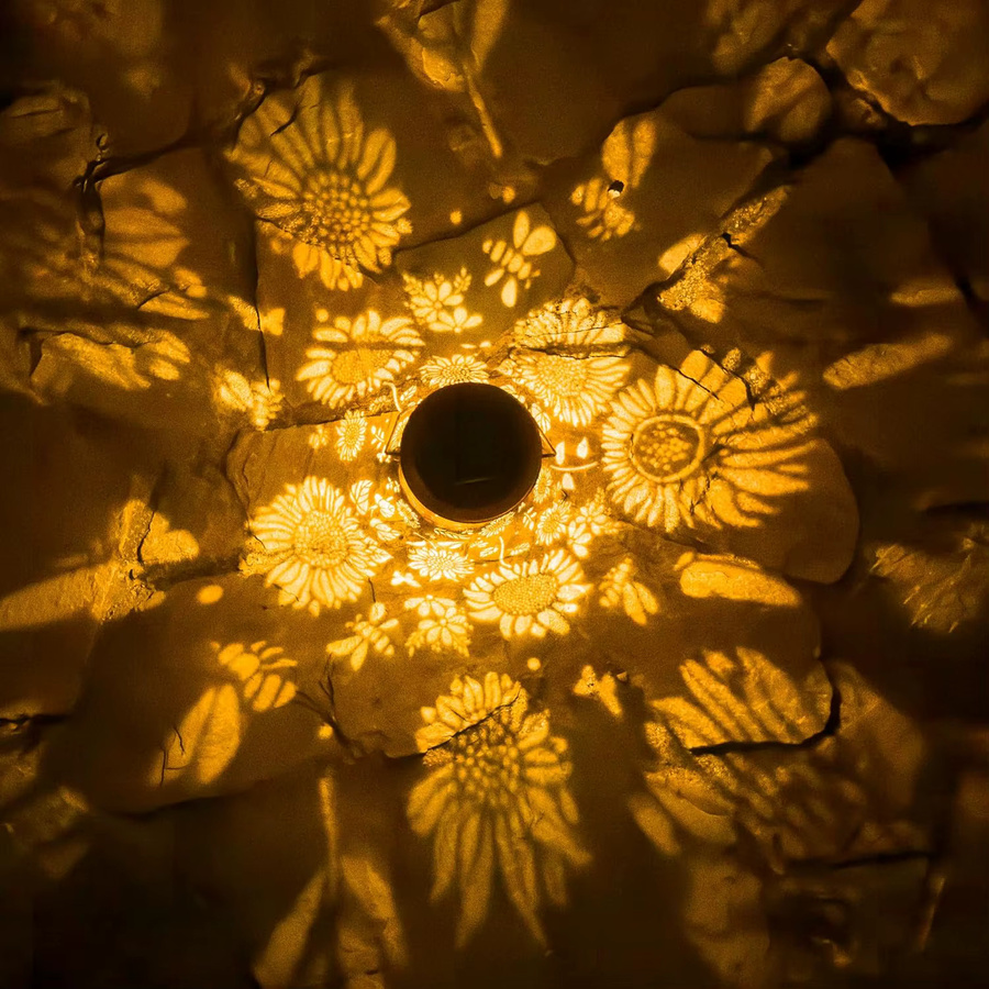 Wasserdichte Solar-Gartenleuchten aus Metall in Mehrfarbig, Sonnenblumen-Solarlaternen mit Aufhängung für Garten und Außenbereich - Bild 3