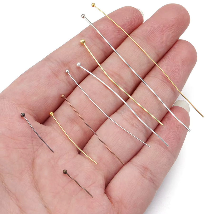 Kugel Kopf Pins Messing, vergoldet, für Schmuckmachen - Bild 2