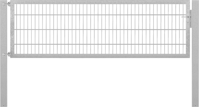 Einzeltor Flexo Plus in Silber, feuerverzinkter Stahl, Breite: 250 cm, Höhe: 80 cm, inklusive Pfosten 100 x 100 cm - Bild 1