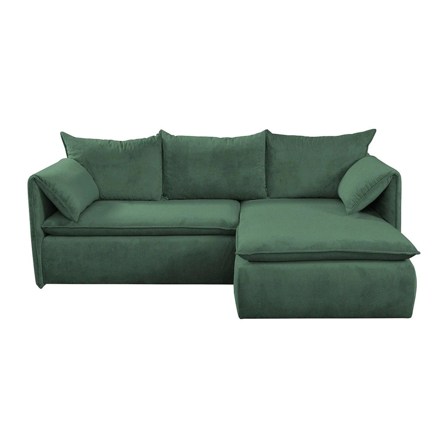 Vente-unique Schlafsofa Teodora in L-Form mit Cord-Bezug, Tannengrün, Breite: 230 cm - Bild 2