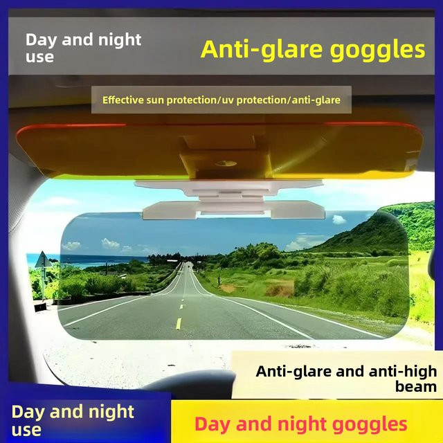 Chelumei Auto Sonnenblende mit UV-Schutz und Anti-Glare-Funktion, polarisiert für Tag und Nacht - Bild 1