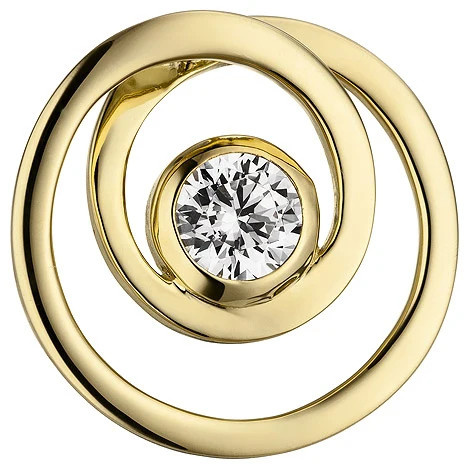 Colfem Anhänger rund, 925 Sterling Silber, gold vergoldet, 1 Zirkonia - Bild 1