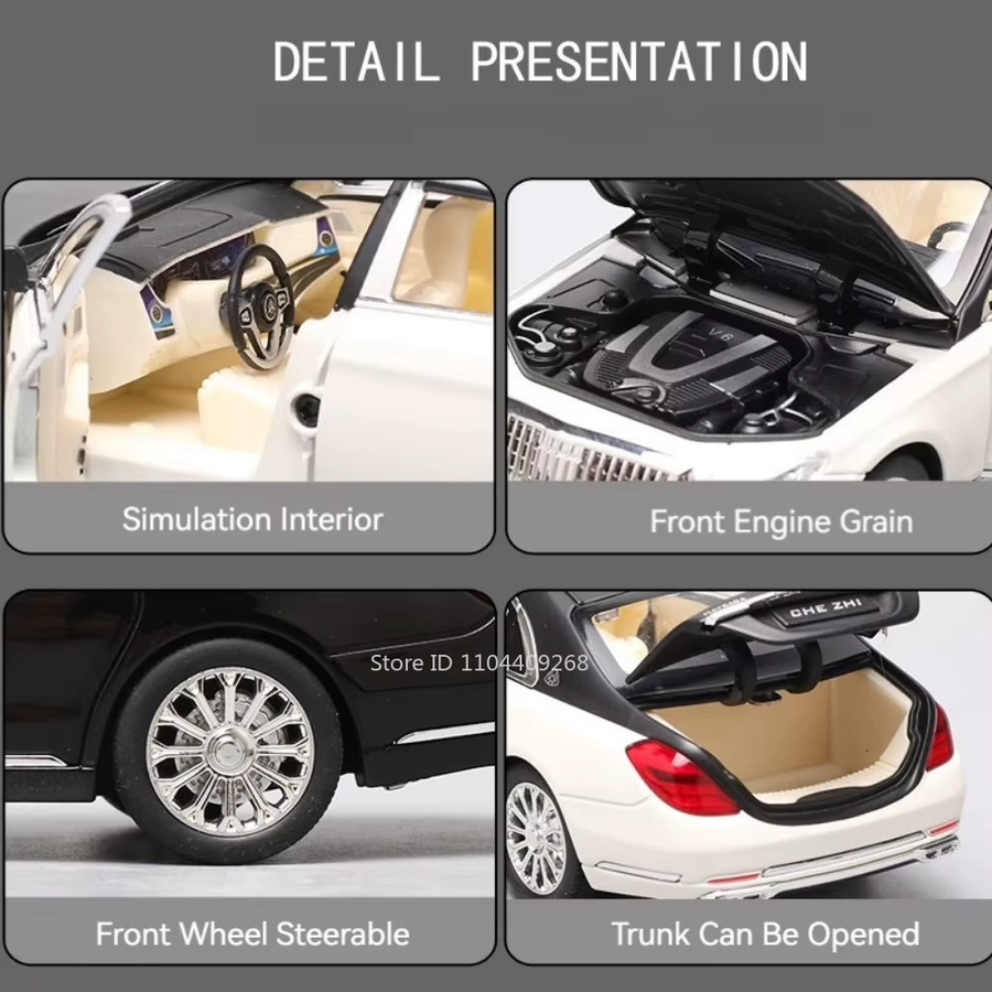 RMZ city S600 Sportwagen Modell, Maßstab 1:24, Metall, mit Licht und Sound - Bild 3