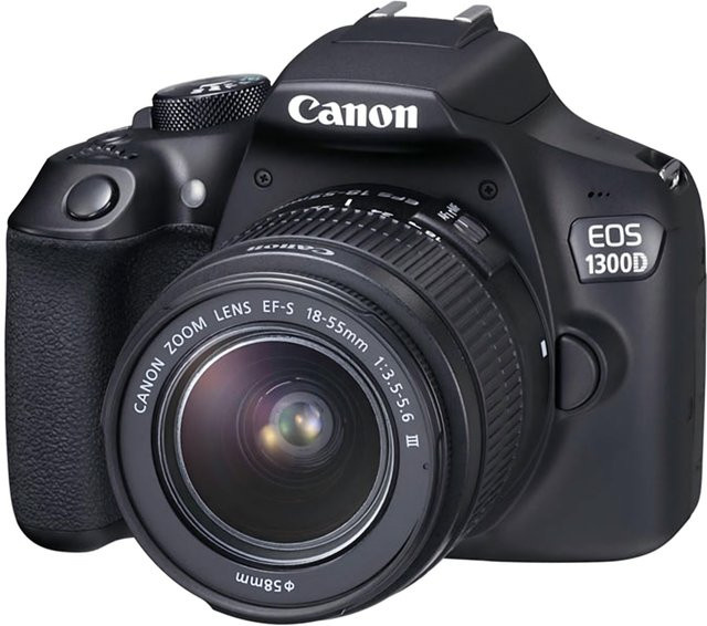 Canon EOS 1300D DSLR-Kamera mit EF-S 18-55mm f/3.5-5.6 IS III Zoomobjektiv in Schwarz - Bild 1