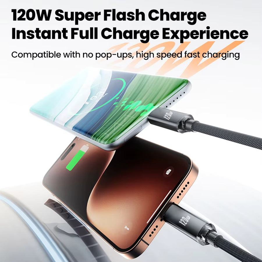 Einziehbares 120W Auto-Ladekabel mit PD USB-C und USB-A auf USB-C Spiralkabel für Samsung, iPhone und Redmi in Schwarz und Rot, Länge: 1 m - Bild 4